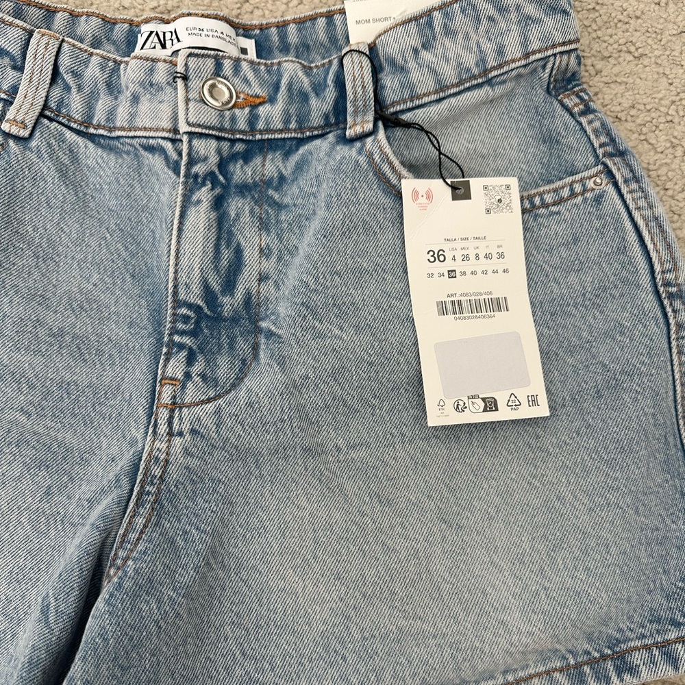NWT Zara Mom Fit Mid Rise Denim Shorts (Size 4) - Picture 4 of 8
